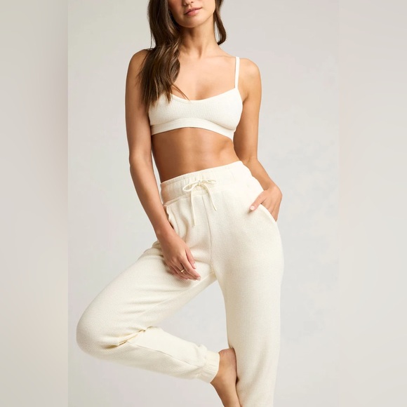 Negative Underwear Pants - Negative Underwear Waffle Knit Jogger in Cream, Size X-Small